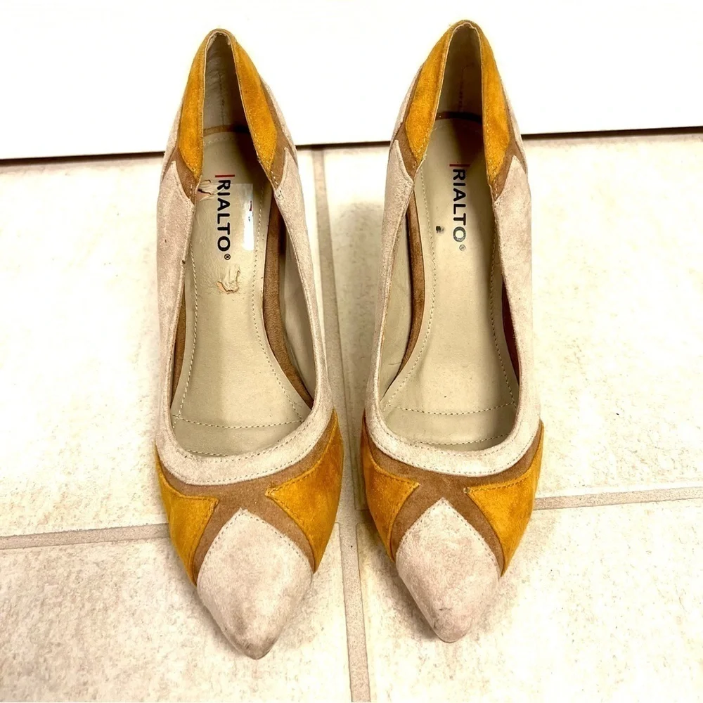 Rialto Womens Morgana Retro suede Pointed Toe Classic Pumps Size 9M patched